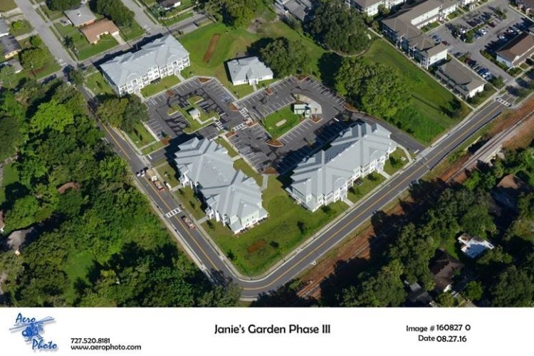 Aerial view of Janie's Garden